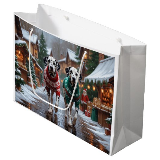 Dalmatian Dogs Christmas Snow Holiday  Groot Cadeauzakje (Voorkant Gekanteld)
