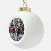 Dalmatian Dogs Christmas Snow Holiday  Keramische Bal Ornament (Rechts)