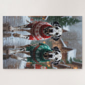 Dalmatian Dogs Christmas Snow Holiday  Legpuzzel (Horizontaal)