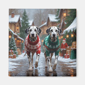 Dalmatian Dogs Christmas Snow Holiday  Magneet (Voorkant)