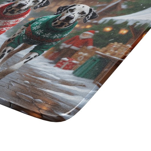 Dalmatian Dogs Christmas Snow Holiday  Snijplank (Hoek)