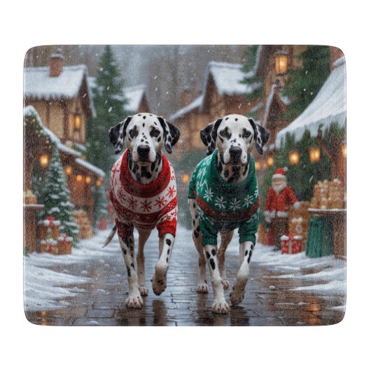 Dalmatian Dogs Christmas Snow Holiday  Snijplank (Voorkant)