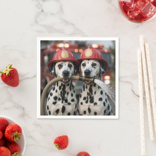 Dalmatian Dogs Holding a Fireman Hose Servet (Insitu)