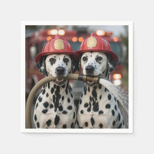 Dalmatian Dogs Holding a Fireman Hose Servet (Voorkant)