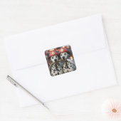Dalmatian Dogs Holding a Fireman Hose Vierkante Sticker (Envelop)