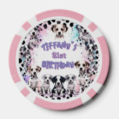 Dalmatian Dogs Purple Pink Birthday Party Poker Chips (Achterkant)