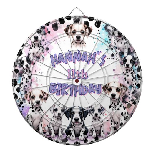 Dalmatian Dogs Purple Watercolor Birthday Party Dartbord (Voorkant)