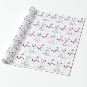 Dalmatian en Snowman Cadeaupapier