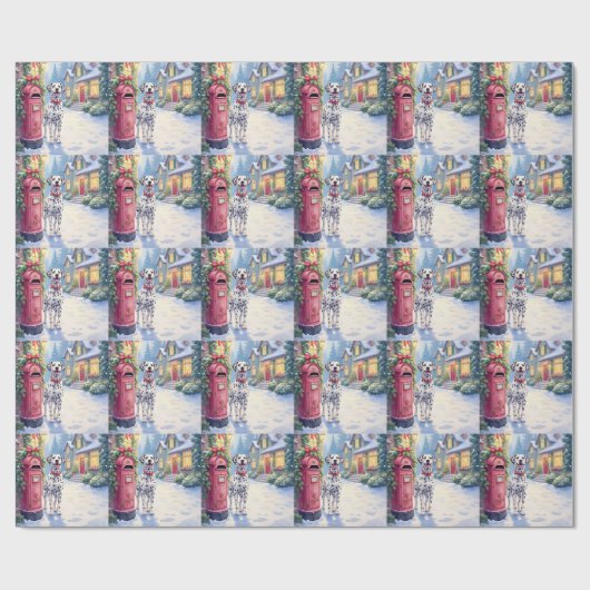 Dalmatian Festive Mailbox Christmas Art Cadeaupapier (Vlak)