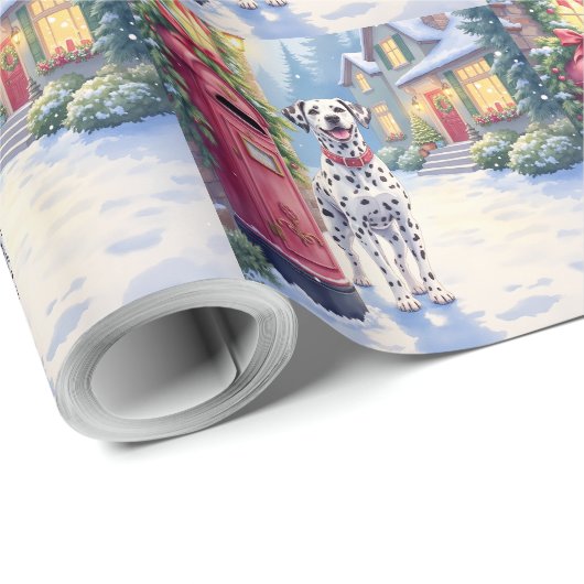 Dalmatian Festive Mailbox Christmas Art Cadeaupapier (Rol Hoek)