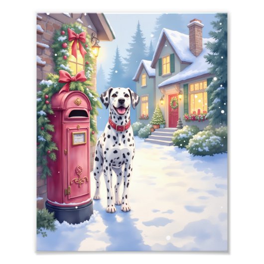 Dalmatian Festive Mailbox Christmas Art Foto Afdruk (Voorkant)