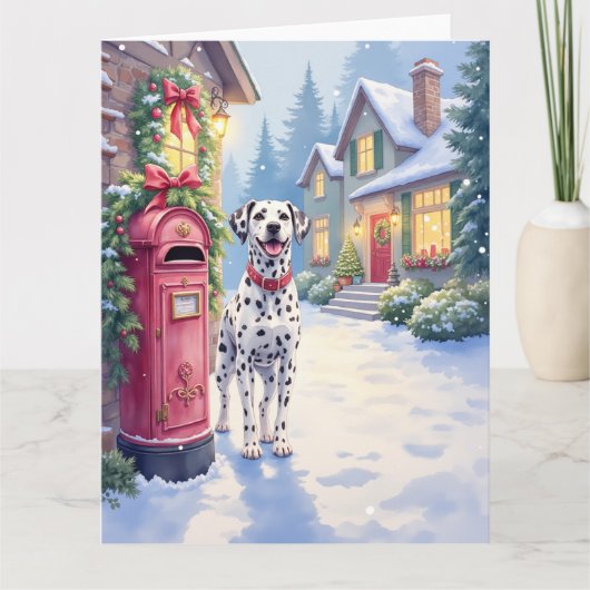 Dalmatian Festive Mailbox Christmas Art Kaart (Voorkant)