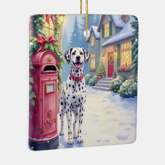 Dalmatian Festive Mailbox Christmas Art Keramisch Ornament (Rechts)