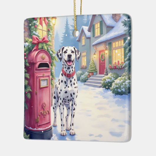 Dalmatian Festive Mailbox Christmas Art Keramisch Ornament (Links)