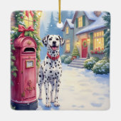 Dalmatian Festive Mailbox Christmas Art Keramisch Ornament (Achterkant)