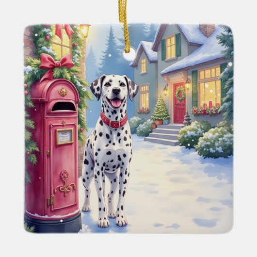 Dalmatian Festive Mailbox Christmas Art Keramisch Ornament (Voorkant)