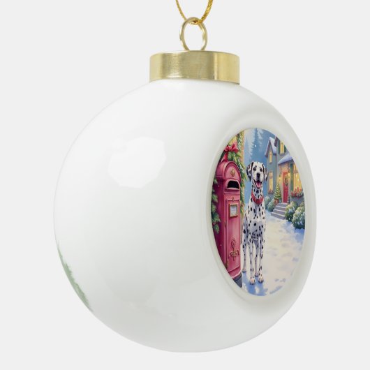 Dalmatian Festive Mailbox Christmas Art Keramische Bal Ornament (Links)