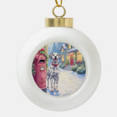 Dalmatian Festive Mailbox Christmas Art Keramische Bal Ornament (Voorkant)