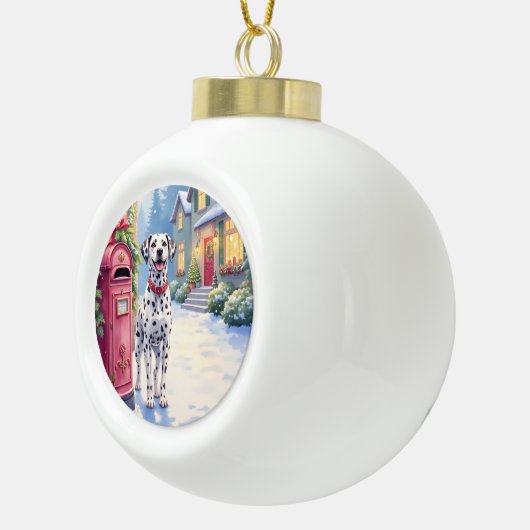 Dalmatian Festive Mailbox Christmas Art Keramische Bal Ornament (Rechts)