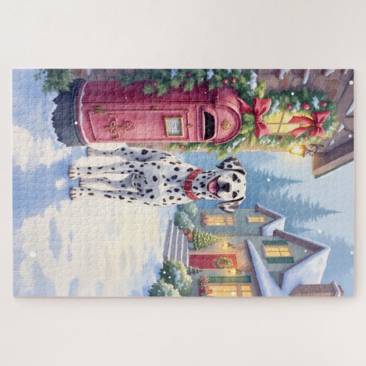Dalmatian Festive Mailbox Christmas Art Legpuzzel (Horizontaal)