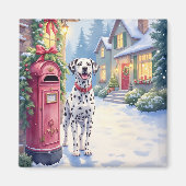 Dalmatian Festive Mailbox Christmas Art Magneet (Voorkant)