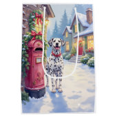 Dalmatian Festive Mailbox Christmas Art Medium Cadeauzakje (Achterkant)