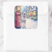 Dalmatian Festive Mailbox Christmas Art Vierkante Sticker (Tas)