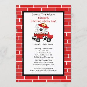 Dalmatian Fire Truck Boy Baby shower Kaart