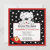 Dalmatian Fireman Birthday Party Kaart (Voorkant)