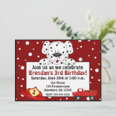 Dalmatian Fireman Birthday Uitnodiging (Staand voorkant)