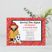 Dalmatian Fireman Boy Birthday Party Kaart (Staand voorkant)