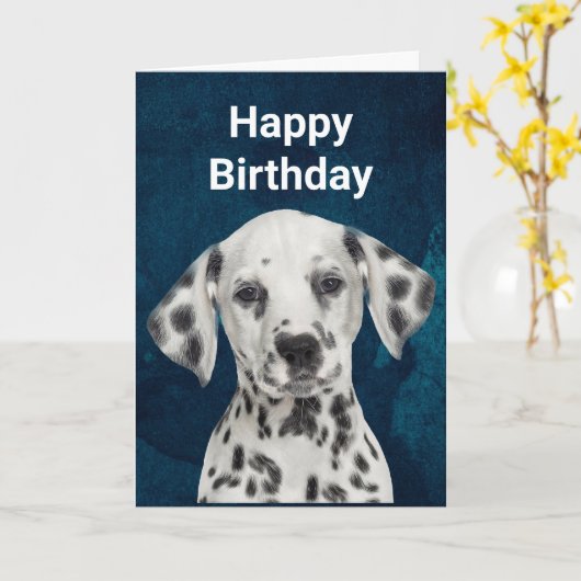 Dalmatian Folded Wenskaart Kaart (Gele Bloem)