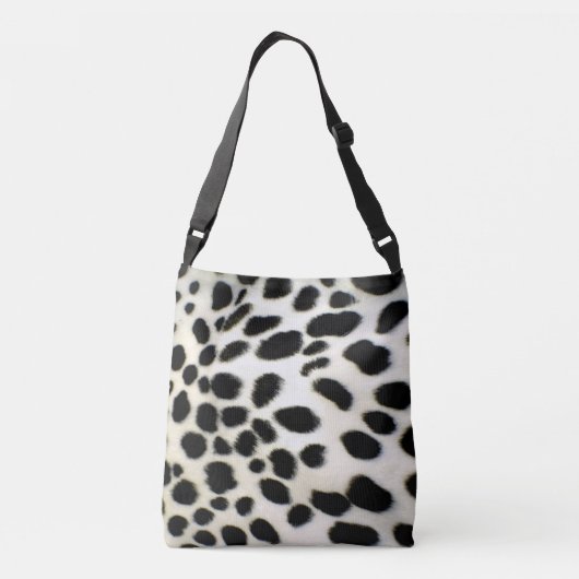 Dalmatian Fur past textiel zwart-wit aan Crossbody Tas (Achterkant)