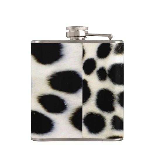 Dalmatian Fur past textiel zwart-wit aan Heupfles (Achterkant)