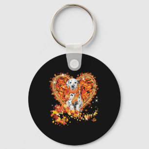 Dalmatian Hallo Autumn Dog Leaves Heart Herfst Dan Sleutelhanger