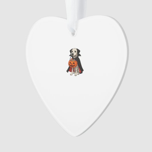 Dalmatian Halloween Vampire Dog with Pumpkin Baske Ornament (voorkant)