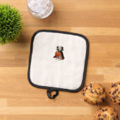 Dalmatian Halloween Vampire Dog with Pumpkin Baske Pannenlap (Top down)