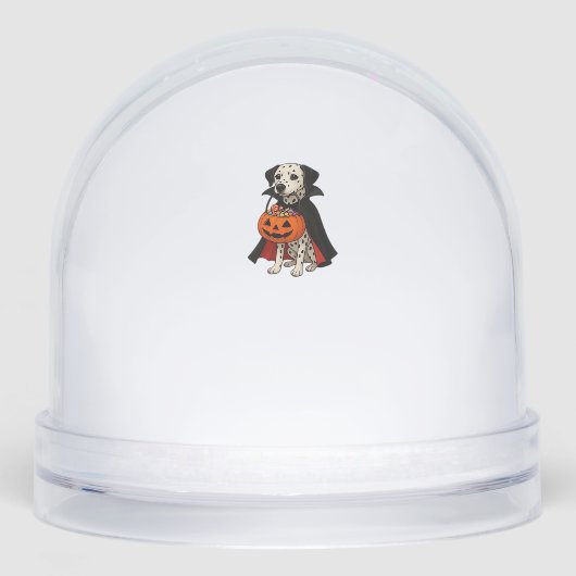 Dalmatian Halloween Vampire Dog with Pumpkin Baske Sneeuwbol (Voorkant)