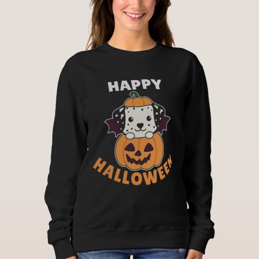 Dalmatian Happy Halloween Pumpkin Bat Dogs Trui (Voorkant)