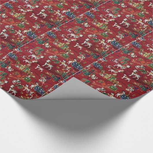 Dalmatian Holiday Print Cadeaupapier (Hoek)