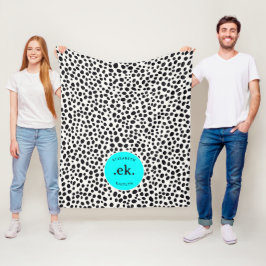 Dalmatian Hond Abstract Patroon Aqua Blauwe Monogr Fleece Deken