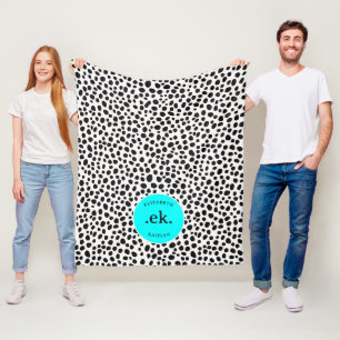 Dalmatian Hond Abstract Patroon Aqua Blauwe Monogr Fleece Deken