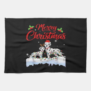 Dalmatian hond kerstlichten kerstman hoed Kerst ho Theedoek