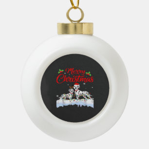Dalmatian hond kerstlichten kerstmuts Kerstmis hon Keramische Bal Ornament