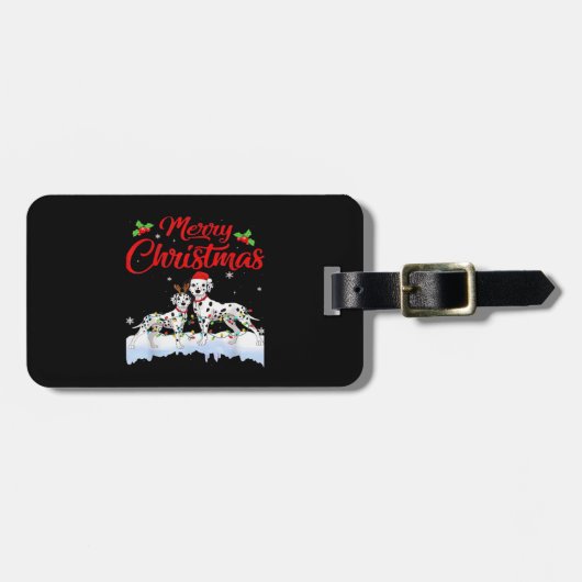 Dalmatian-hond kerstlichtjes kerstmuts Kerstmis ho Bagagelabel (Voorkant horizontaal)