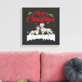 Dalmatian hond kerstlichtjes kerstmuts Kerstmis ho Canvas Afdruk (Insitu (Woonkamer))