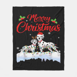 Dalmatian-hond kerstlichtjes kerstmuts Kerstmis-ho Fleece Deken