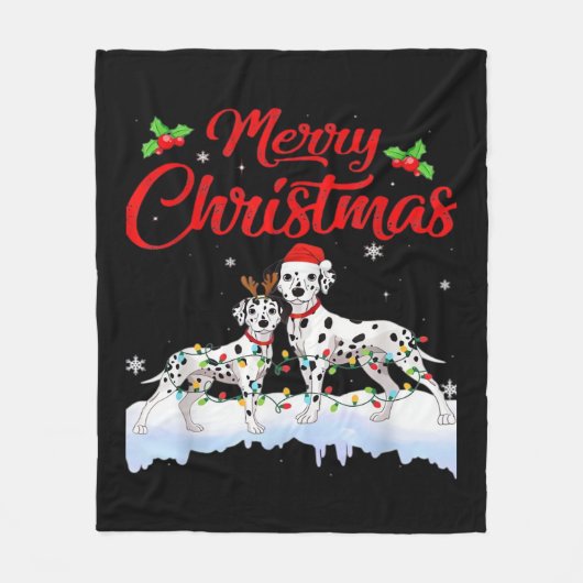 Dalmatian-hond kerstlichtjes kerstmuts Kerstmis-ho Fleece Deken (Voorkant)