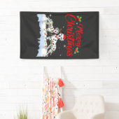 Dalmatian-hond kerstlichtjes kerstmuts Kerstmis ho Spandoek (Insitu)