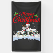 Dalmatian-hond kerstlichtjes kerstmuts Kerstmis ho Spandoek (Verticaal)